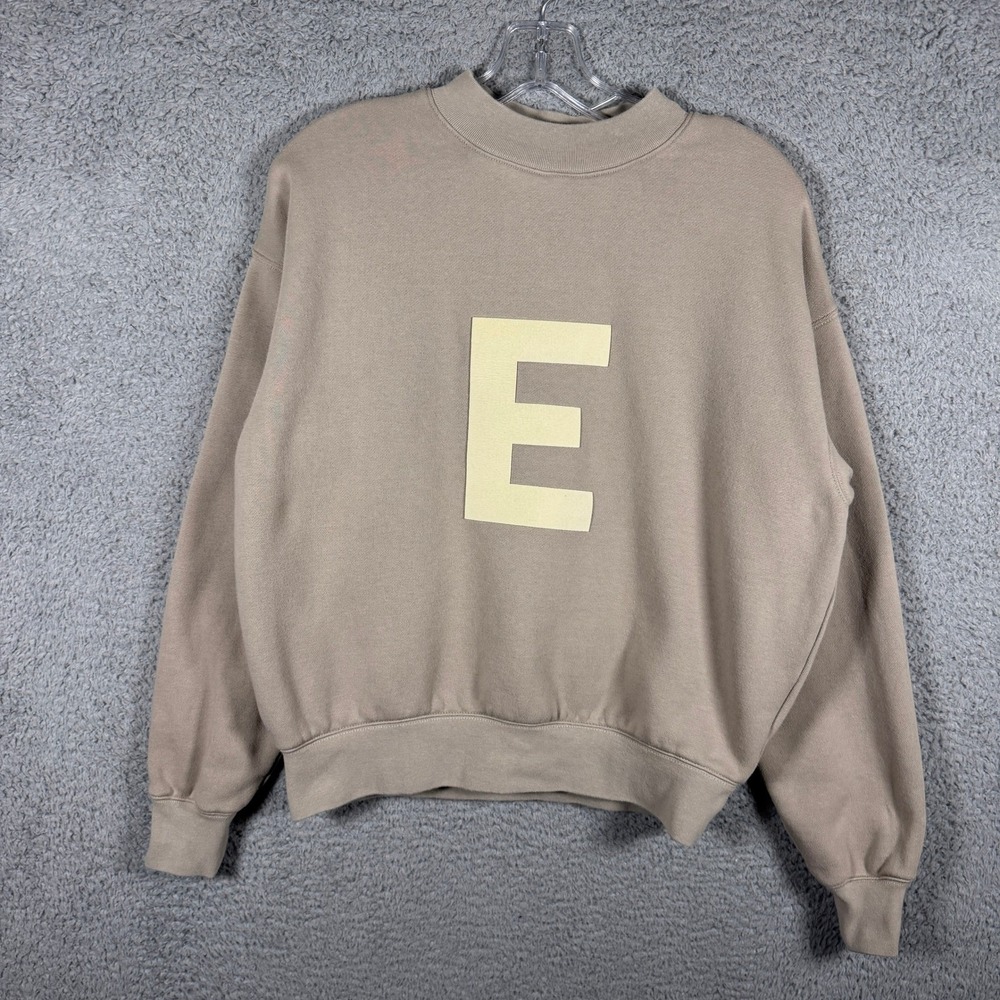 Fear of God Essentials Kids Tan Graphic E Mock Neck Sweatshirt Size 10